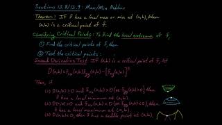 Max and Min Problems   Multivariable Extrema