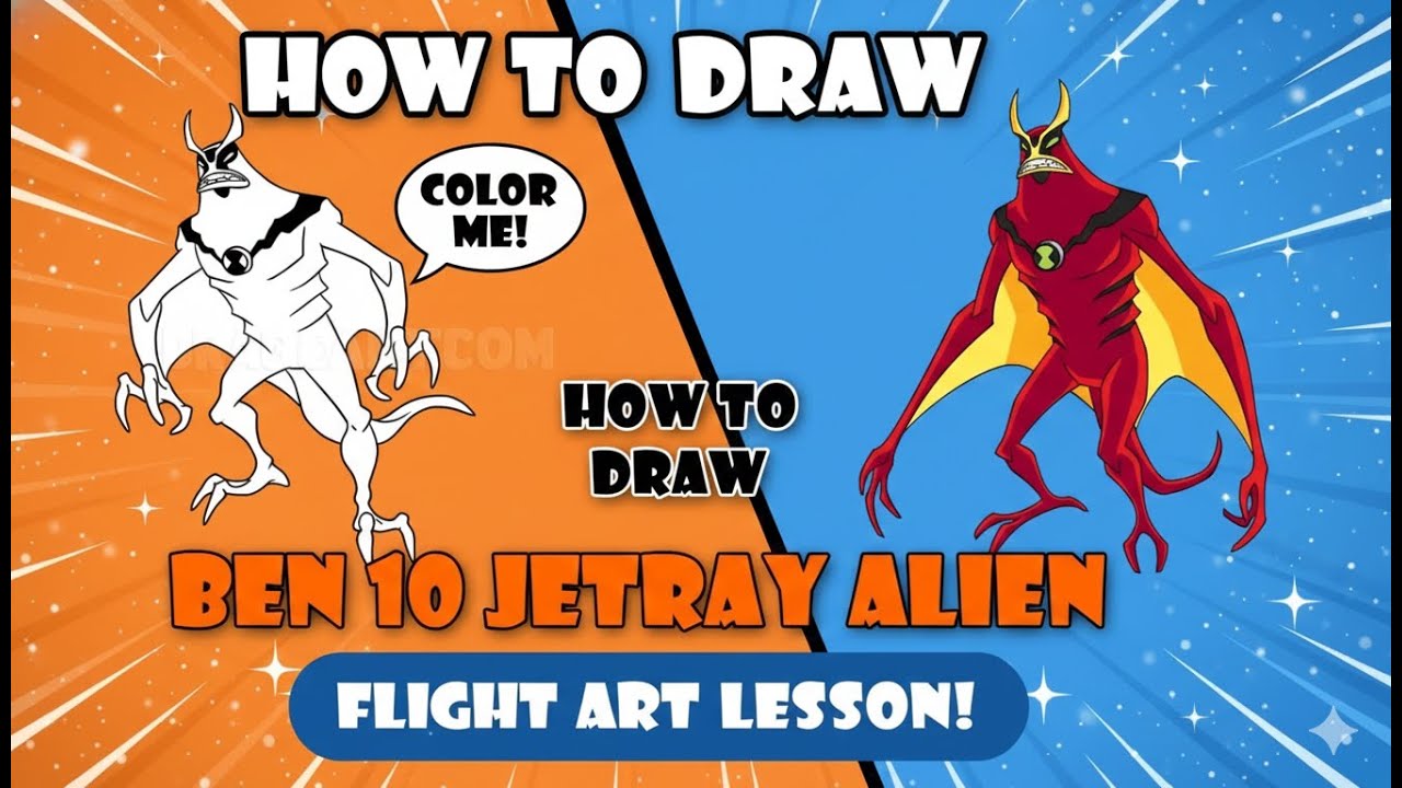 How To Draw Ben 10 Jetray Alien Step By Step Drawing | D4Drawing