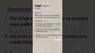 Vocabulary: INEPT — Meaning and Sentences.