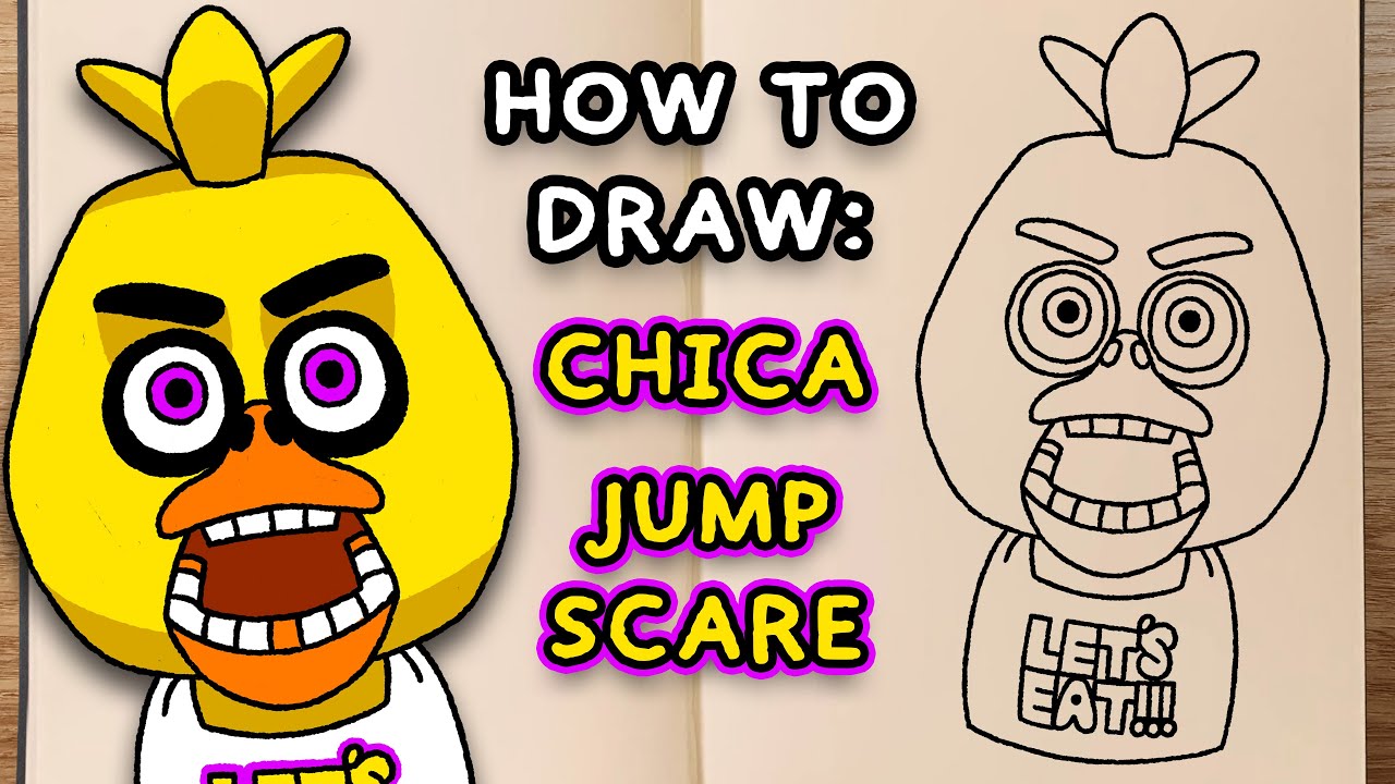 How to draw Chica jumpscare from Five Nights at Freddy's FNAF drawing  lesson