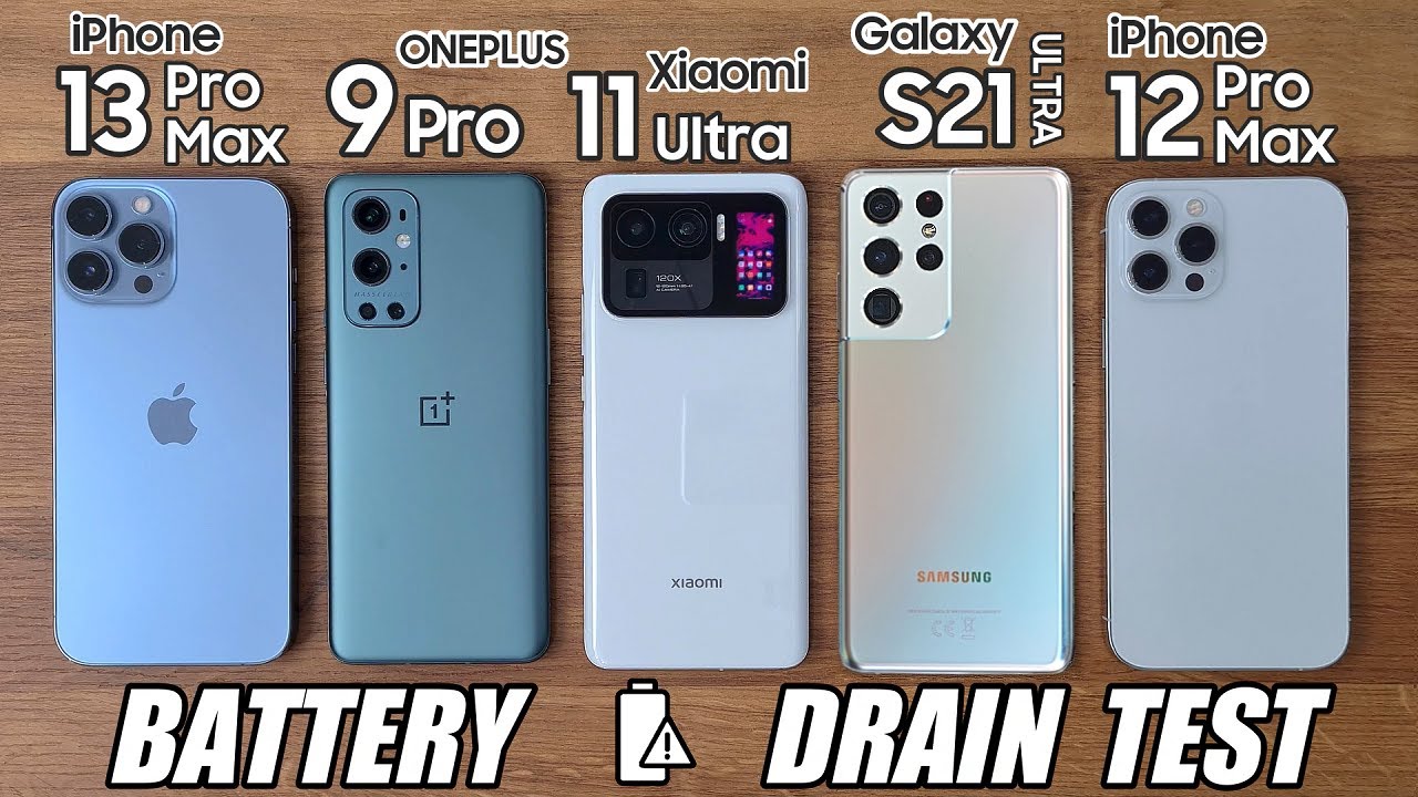 ⁣iPhone 13 Pro Max vs OnePlus 9 Pro / S21 Ultra / Mi 11 Ultra / iPhone 12 - BATTERY DRAIN TEST!
