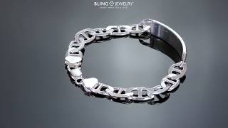 Mariner Anchor Link ID Bracelet Engravable 250 Gauge Sterling Silver