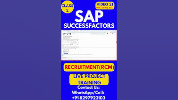 SAP SuccessFactors RCM Training Online Tutorial Class 21 31st July2025 #sapsuccessfactorstraining