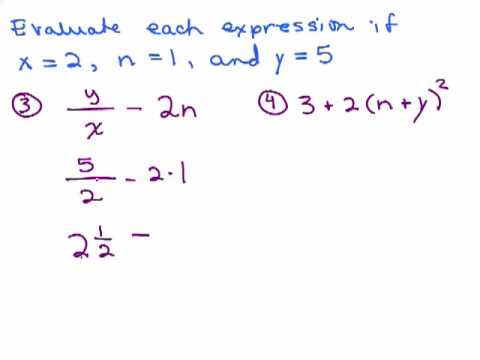 Evaluating Algebraic Expressions 1 - YouTube