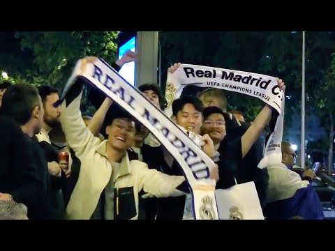 Celebración de los aficionados del Real Madrid tras ganar la Liga
