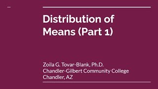 PSY 230: Distribution of Means, Part 1