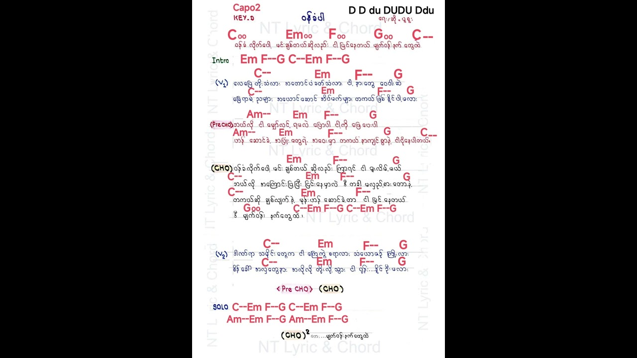 ဝန်ခံပါ -- ပူစူး won kan par -pu suu.              Guitar Cover Aung Lay (Hakha)