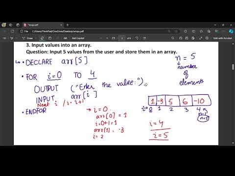 17. Master 1D Arrays: Input & Output in Pseudocode | Easy Step-by-Step ...