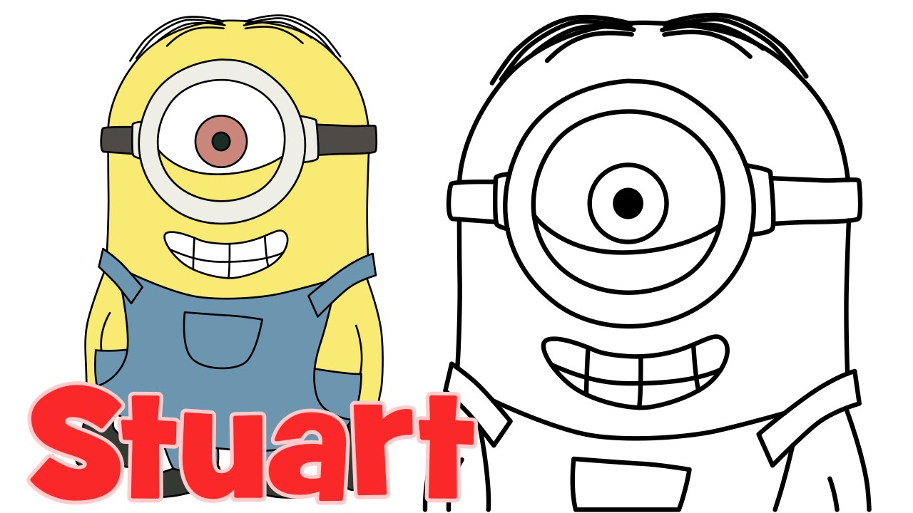 How to draw Minions Stuart step by step easy drawing for kids and