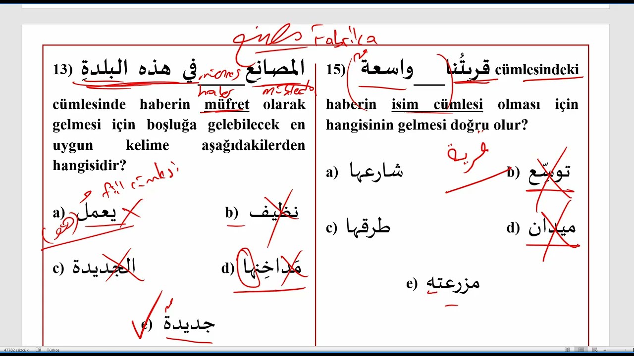 Arapça Nahiv Soruları TEST 8 -HABERİN ÇEŞİTLERİ (13-30)