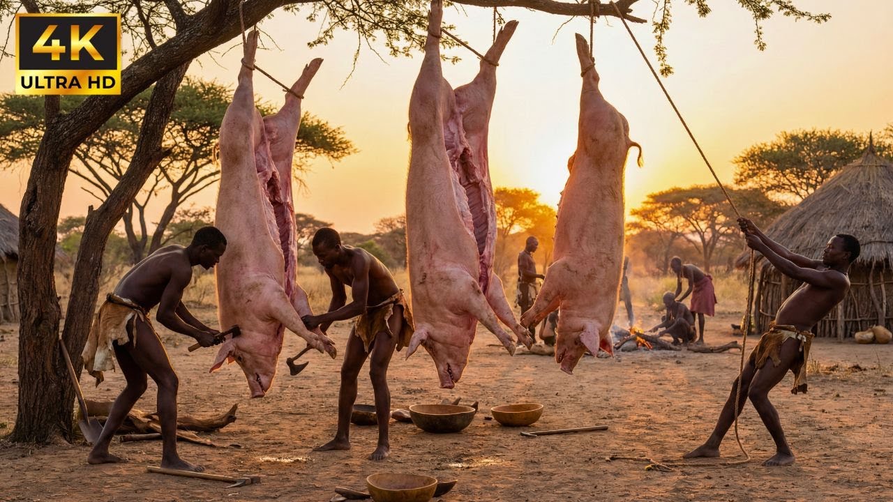 Справжнє виживання в Африці: Як плем'я хадзабе полює на диких свиней і готує в джунглях