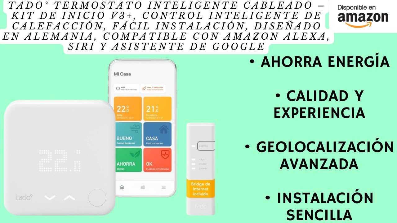 tado° Termostato Inteligente Cableado – Kit de Inicio V3+, Control inteligente de calefacción, fácil