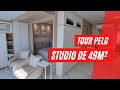 Tour pelo  Studio de 49m²  com cores neutras - Arquiteto Glaucio