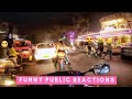 Girl Riding Loud Superbike In Market !! Funny Public Reactions