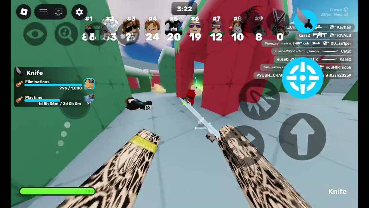 Trying to get gold wrap with knife in roblxo rivals