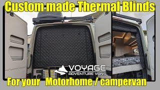 Motorhome and Camper rear thermal blinds. Custom Made for your VW Crafter, MAN tge, Ducato , Boxer