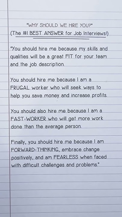 WHY SHOULD WE HIRE YOU? (The Best Answer To Use In Job Interviews ...
