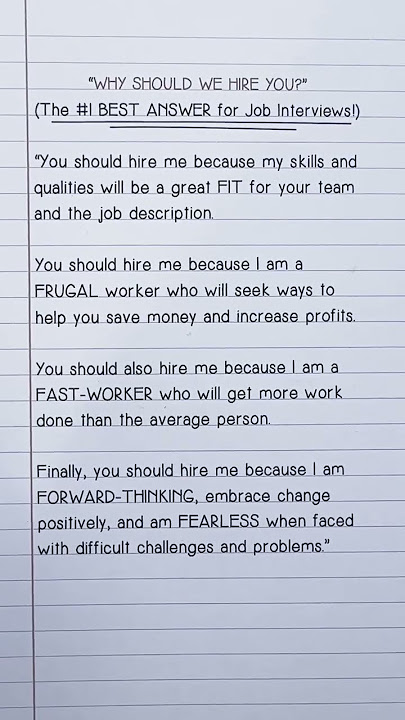 WHY SHOULD WE HIRE YOU? (The Best Answer To Use In Job Interviews!)