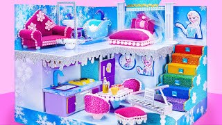 Make Frozen Elsa Royal Bedroom with Magic Piano, Rainbow Stair from Cardboard ❤️ DIY Miniature House