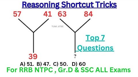 रीज़निंग /Reasoning Important Tricks for RRB NTPC SSC CGL CHSL MTS GD | Reasoning Classes|