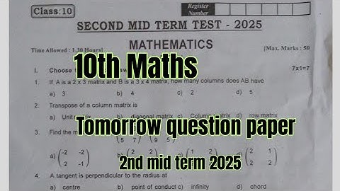 10th Maths question paper tomorrow 2nd midterm 2025