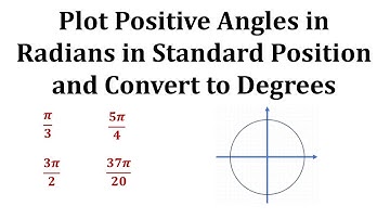 Plot Positive Angles in Radians in Standard Position and Convert to Degrees.