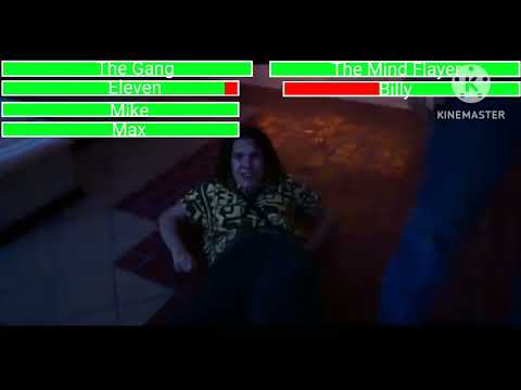 The Gang vs The Mind Flayer and Flayed Billy Starcourt Fight with healthbars Stranger Things 3