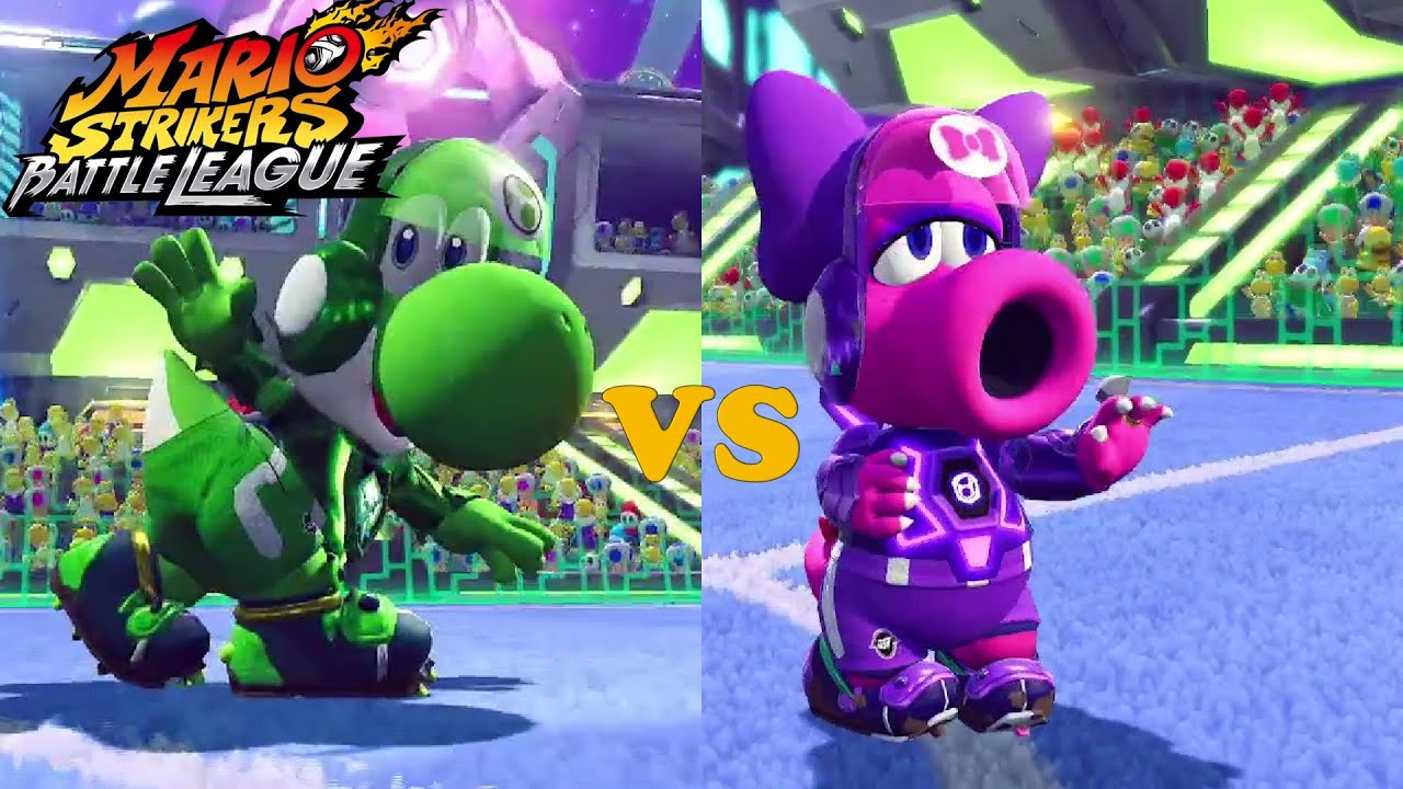 Mario Strikers: Battle League - Team Yoshi vs Team Birdo - Urban Rooftop
