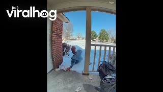 Mom Drops Everything When She Slips on Ice || ViralHog
