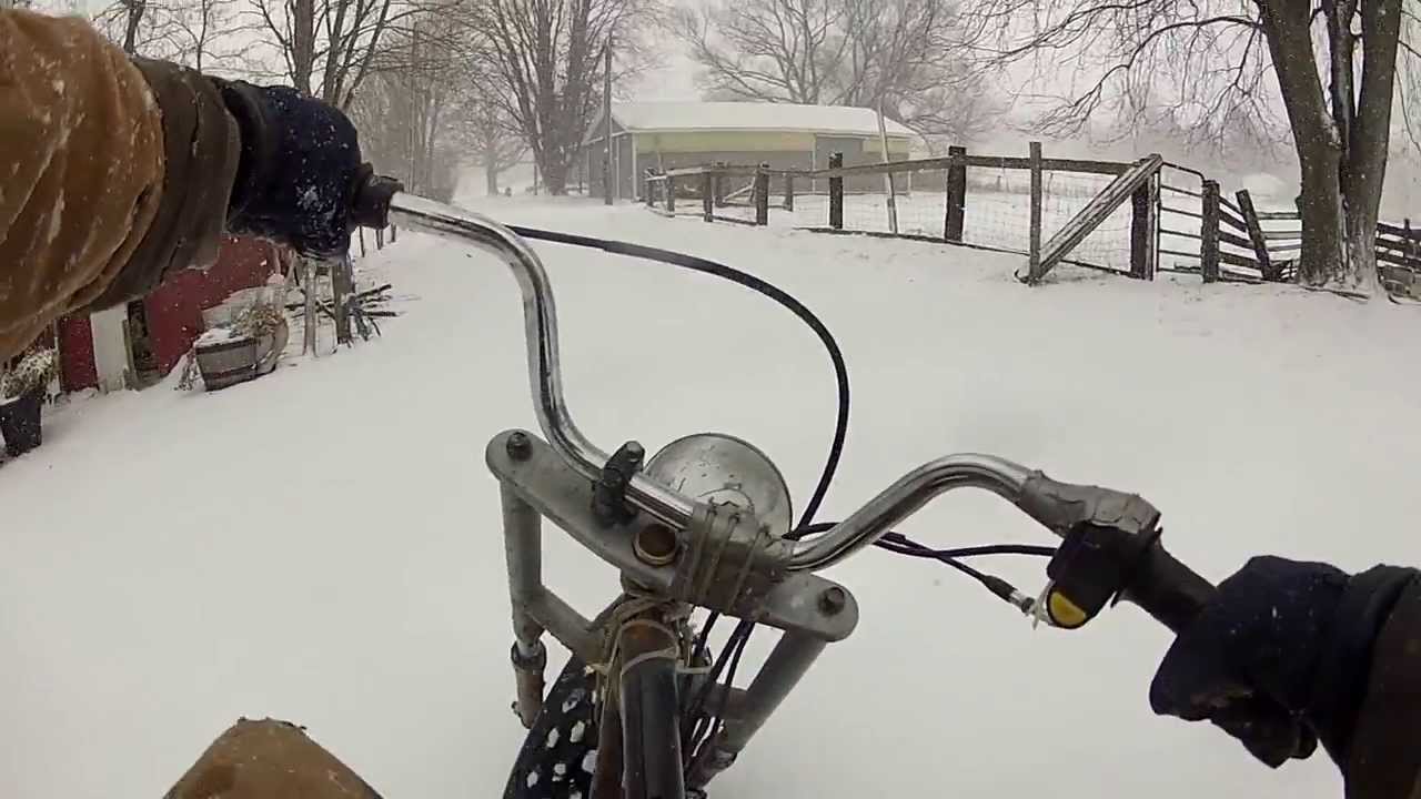 Mini Bike In Snow At Farm YouTube