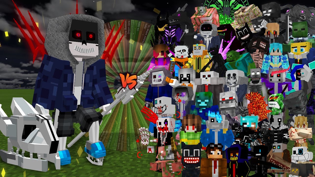 Undertale (HabiRGB) VS Undertale (Herodrine Pro124)(Dust Sans, Epic Sans,  Dreams Sans) Minecraft PE 