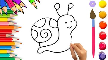 How To Draw cute Snail Drawing, Painting & Coloring For Kids and Toddlers_🌈🎨