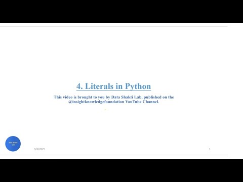 4. Literals in Python programming language #literals #pythonprogramming 