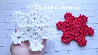 CROCHET TUTORIAL️ Copo de Nieve tejido a crochet muy fácil   ( Adornos Navideños)