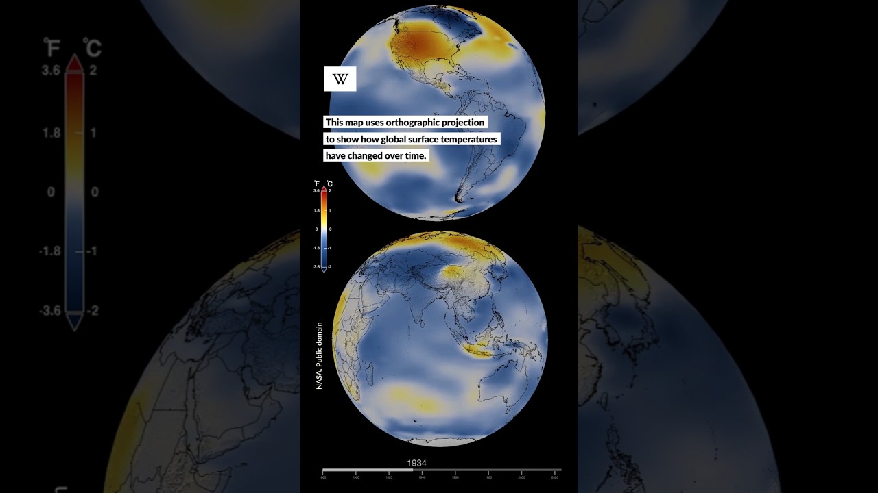 This map uses orthographic projection to represent seeing Earth from space 🌍
