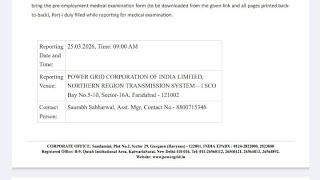 POWERGRID NR-1 UPDATE, OFFERS LETTER #PGCIL CHECK YOUR MAIL 