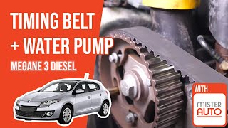 How to replace the timing belt and the water pump Megane mk3 1.5 dCi 🚗