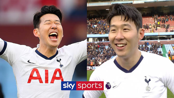 Heung-Min Son reacts to scoring Spurs' 94th minute winner against Aston Villa