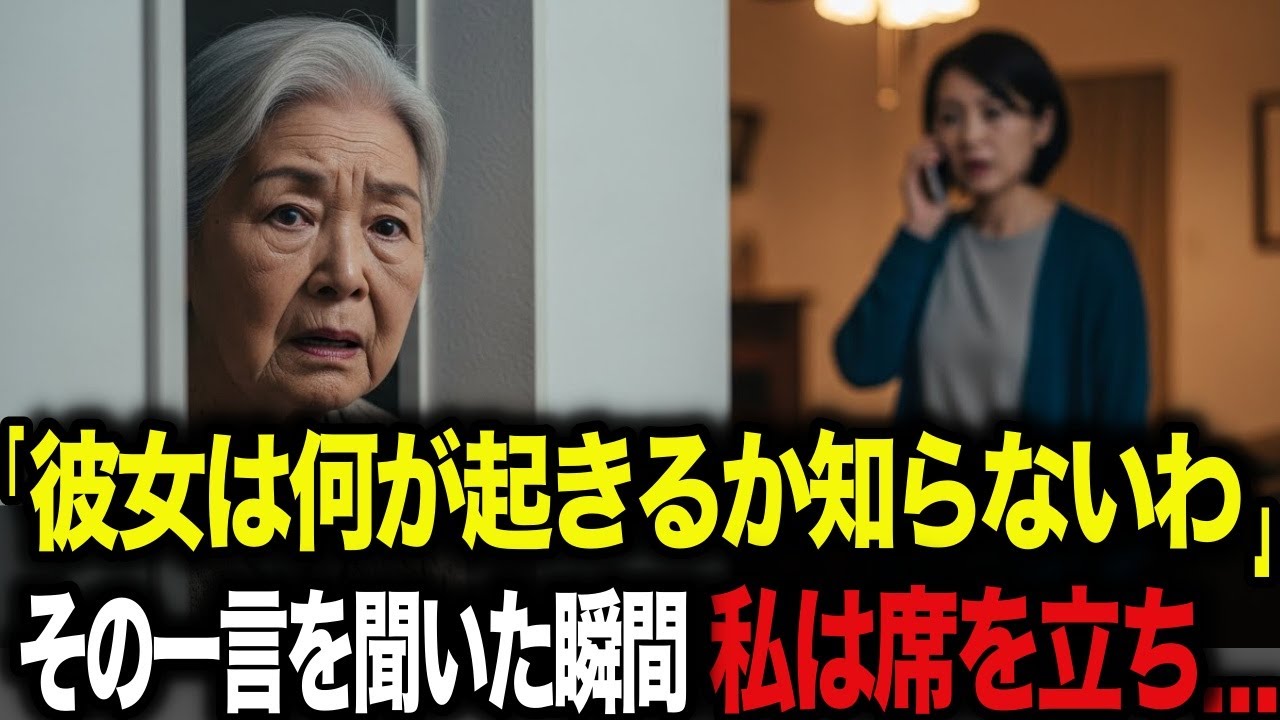「彼女はこれから何が起きるか知らないわ」嫁のその一言を聞いた瞬間、私は席を立った