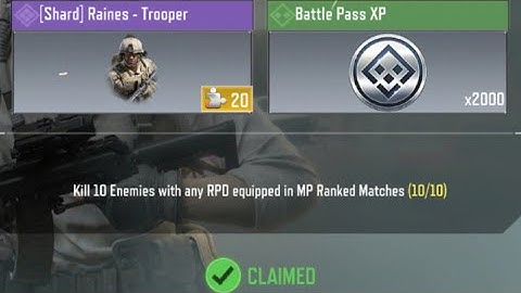 Call Of Duty Mobile Kill 10 Enemies with any RPD equipped in MP Ranked Matches Task Complete