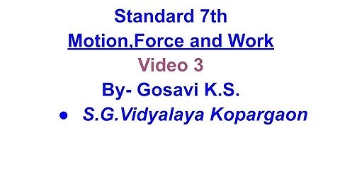 Std 7th Chapter 7 Motion Force and Work Video 3