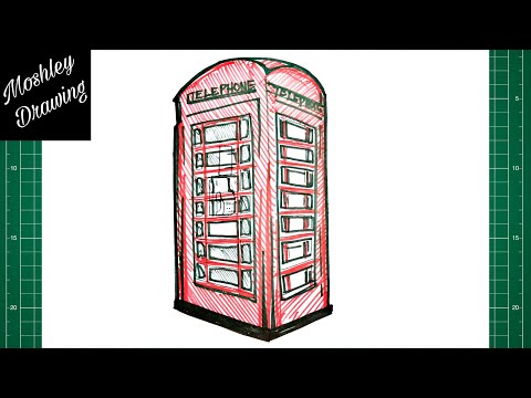 Hand drawn london phone booth sketch Royalty Free Vector