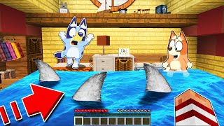 APARECEN TIBURONES EN CASA DE BLUEY EN MINECRAFT