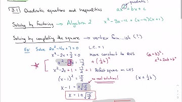 3.1, part 1: Solving quadratic equations (IB Math AA HL 1)