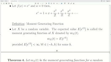 ims15 - Moment Generating Functions of Discrete Random Variables