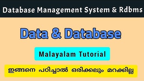 Database Management system & Rdbms|Data|Database|malayalam|calicut_university|bca/bsc_cs 4th sem