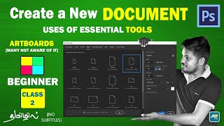 Create a New document in Photoshop Class 2 | Layers | Artboard tool | Basic shapes
