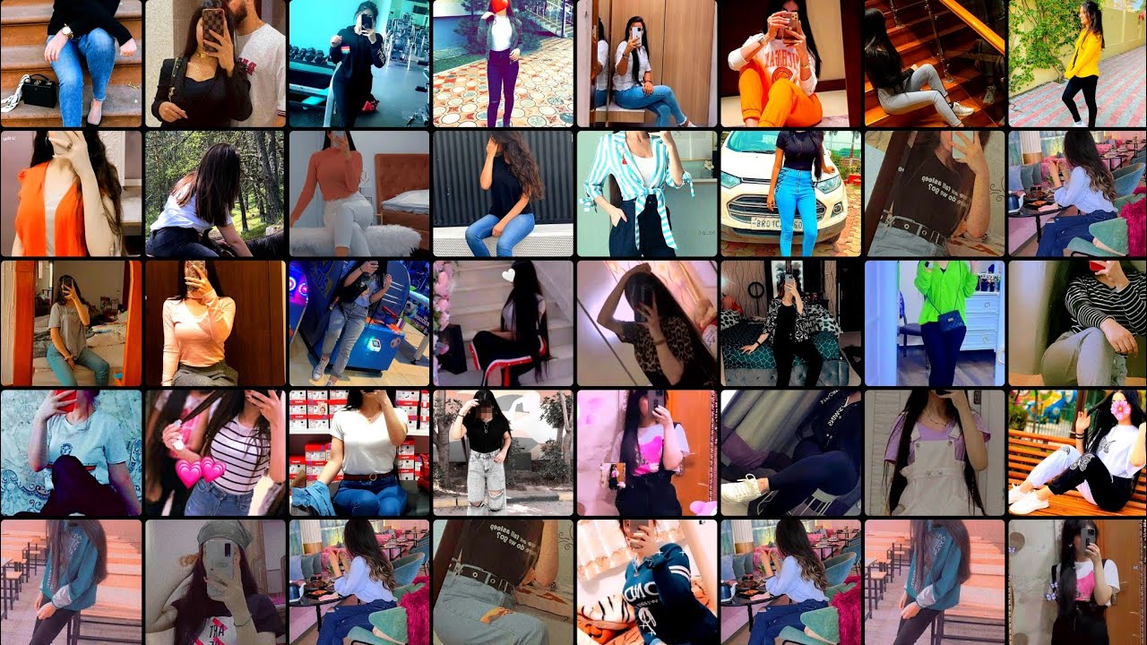 Стильные девушки, двойное проникновение для Instagram и Facebook🥀 | Милые позы в джинсовом топе д...