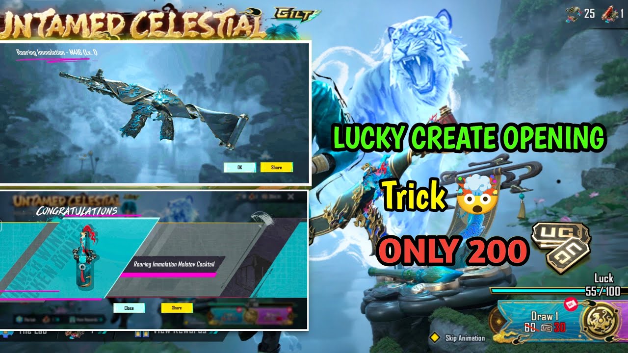 UNTAMED CELESTIAL CRATE OPENING BGMI / 200 UC LUCKEY CRATE OPENING / M416 TIGER CRATE OPENING