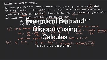 Example of Bertrand Oligopoly using Calculus
